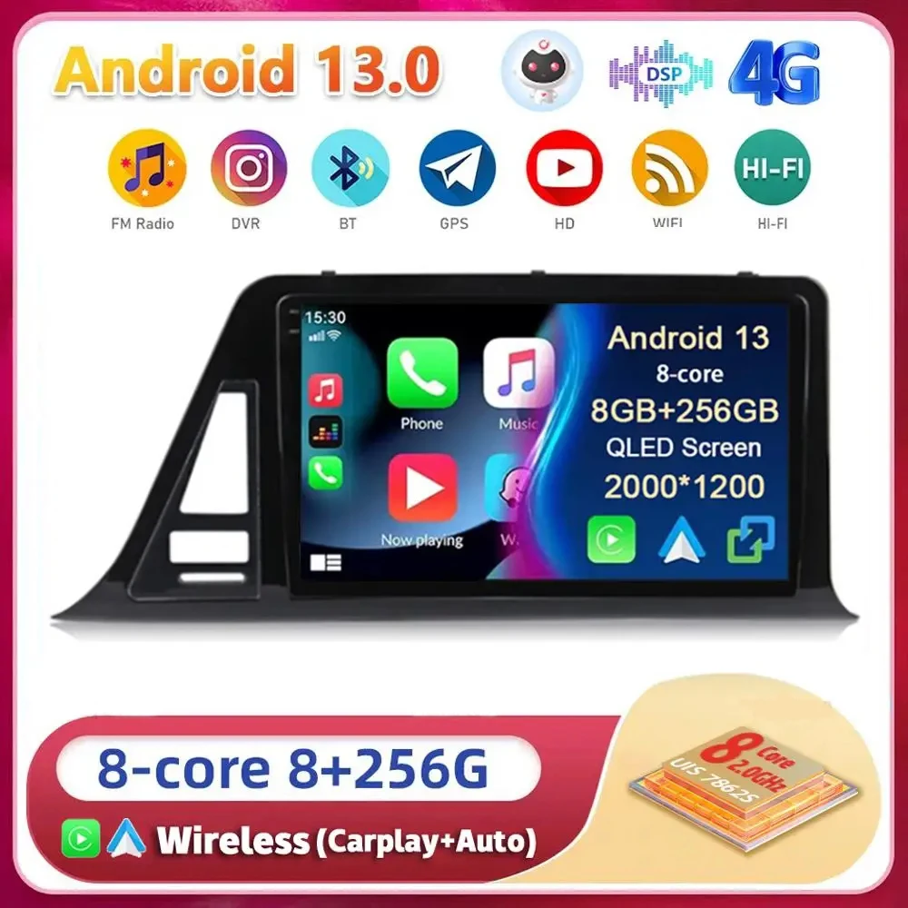 

Android 13 Carplay Auto For Toyota CHR C-HR 2016 2017 2018 2019 Multimedia Car Radio Navigation Player Video WIFI+4G DSP Stereo