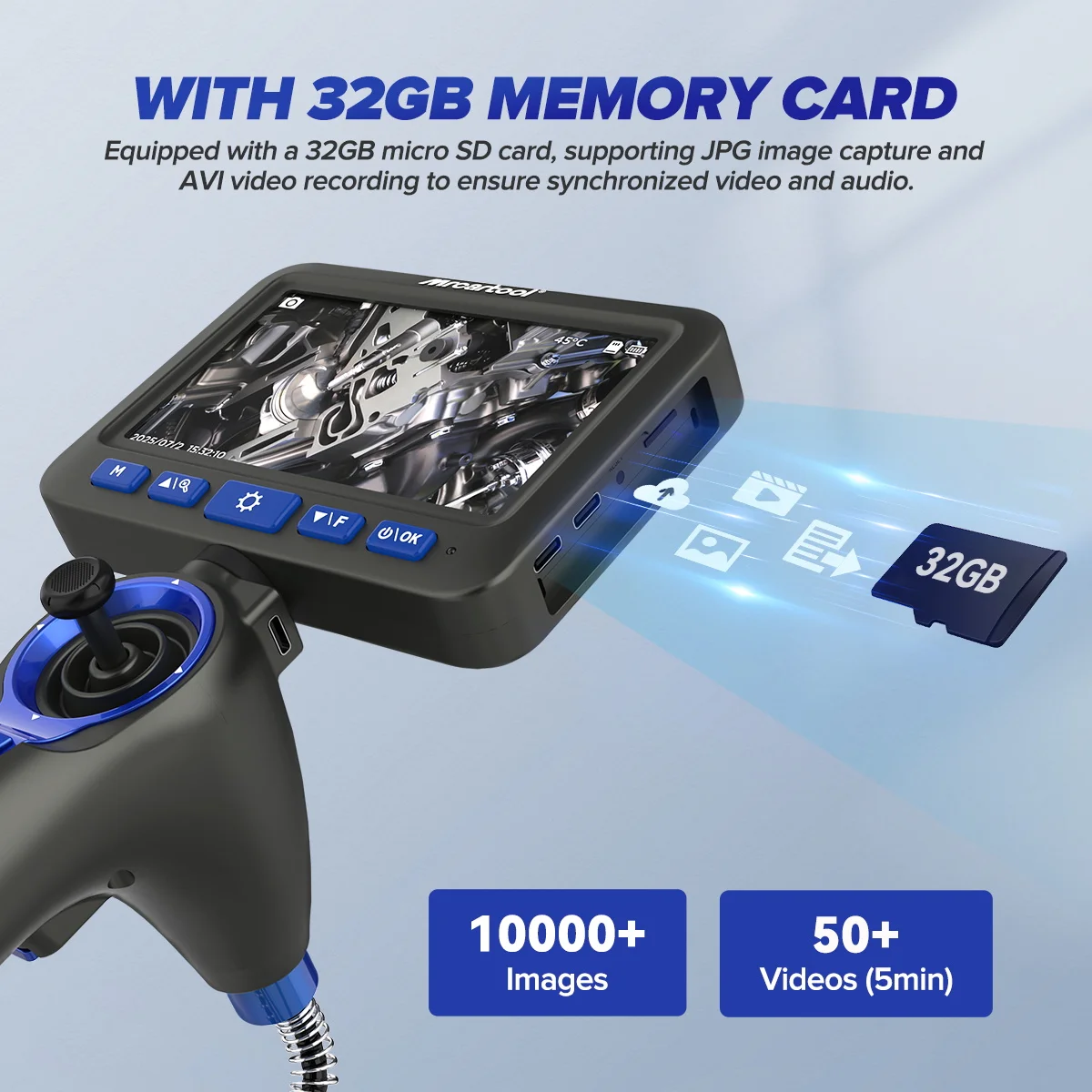 MRCARTOOL N180 Endoskopkamera 360° °   Vierwege-Artikulation, IP67, wasserdichte LED-Beleuchtung, industrielles Rohr-Endoskop