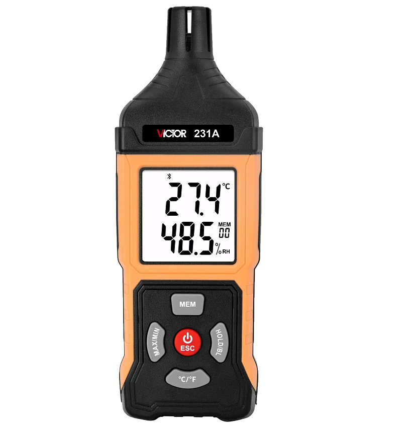 

VICTOR 231A NEW High Accuracy Digital Industrial Thermometer Hygrometer BT (optional) Over Range Alarm