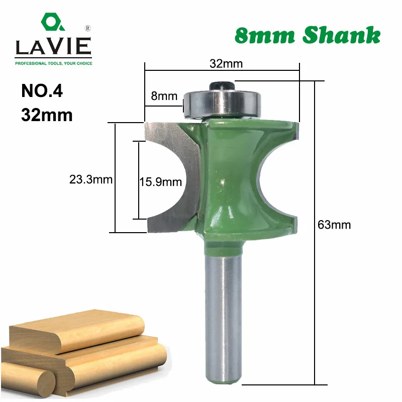 8mm Shank Wood Milling Cutter Carbide Tools Face Mill Router Bit Woodworking Routing Bullnose Half Round Bit Fresas Pra Madeira