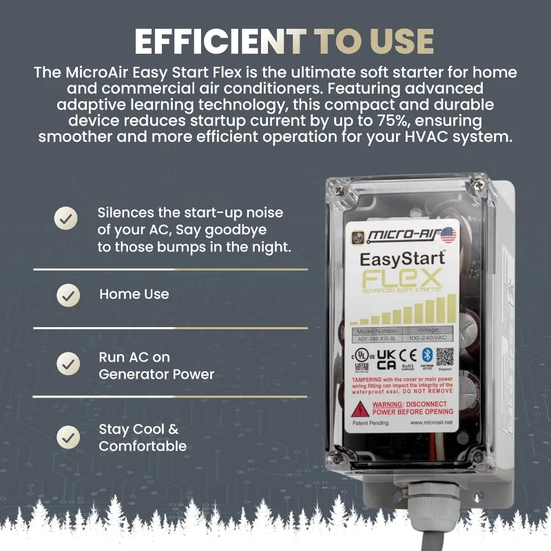 EasyStart FLEX 398 - Kit de partida suave Bluetooth para ar condicionado doméstico, RV e uso comercial, funciona com geradores