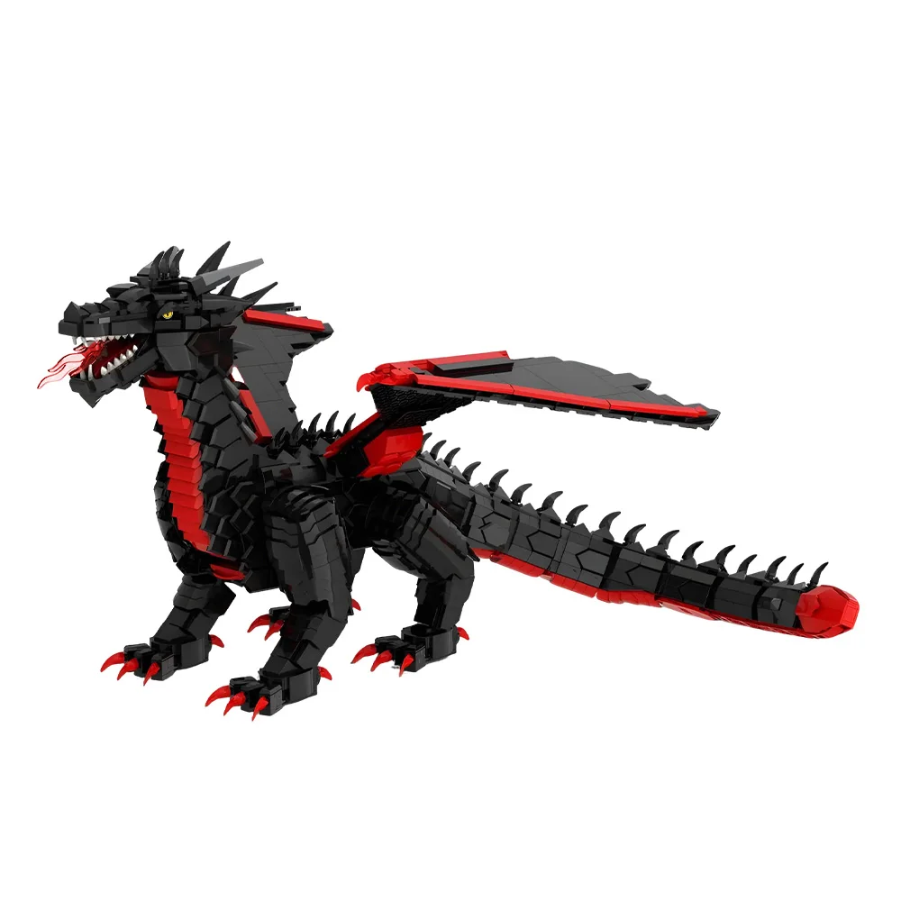 MOC Dragon Attack Building Blocks Creative Fire-Breathing Dragon Set Prehistoric Dinosaur Animal Toy Adults Gift