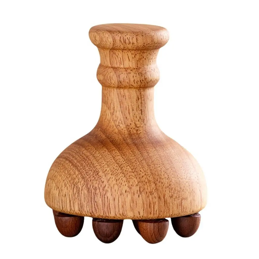 

12 Beads Wooden Mushroom Massager Eliminate Local Fat Slim Down Scalp Massage Brush Portable Anti-static Therapy Massage Tool