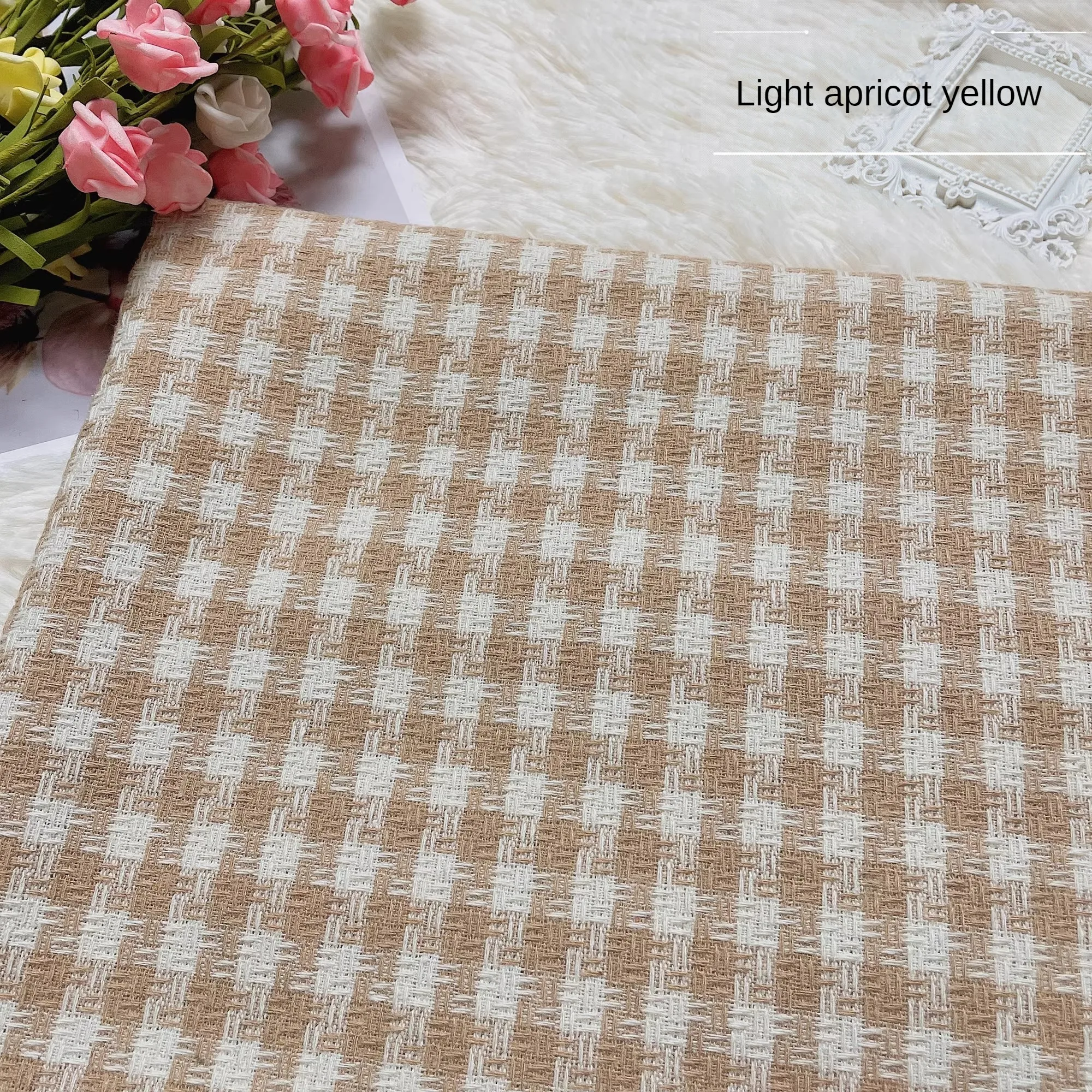 Breathable Plaid Pattern Tweed Fabric Plain By The Meter for Dresses Clothing Sewing Fashion Designer Cloth Comfortable Textured