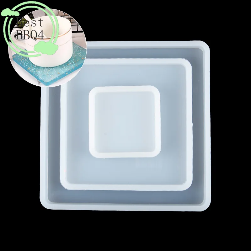 BBQ 4Square Silicone Casting Epoxy Molds For DIY Resin Tray Coaster Jewelry Moulds