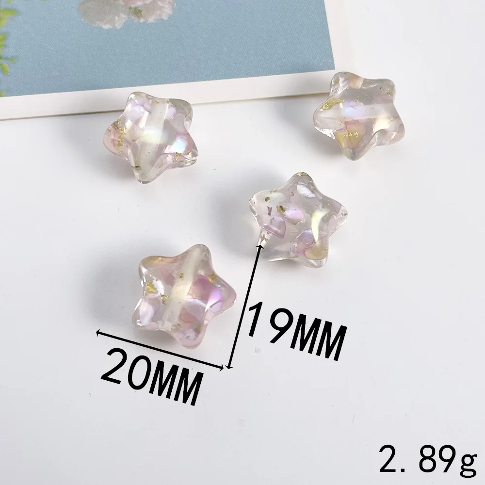 تصميم ودي 50 قطعة 19*20 مللي متر يدوية الصنع/تأثير شل أورورا/خرز راتينج ذاتي الصنع/شكل نجمة/إكسسوارات مجوهرات/صنع الخرز # 19548 #5