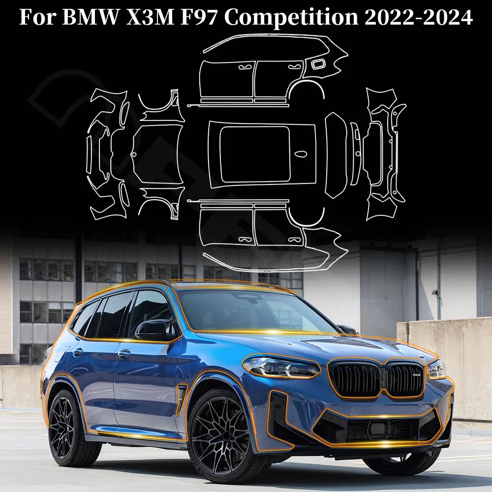 

Precut Paint Protection Film PPF for BMW X3M F97 Competition 2022 2023 2024 Body Kit Clear TPU Transparent Fil Cars Accessories