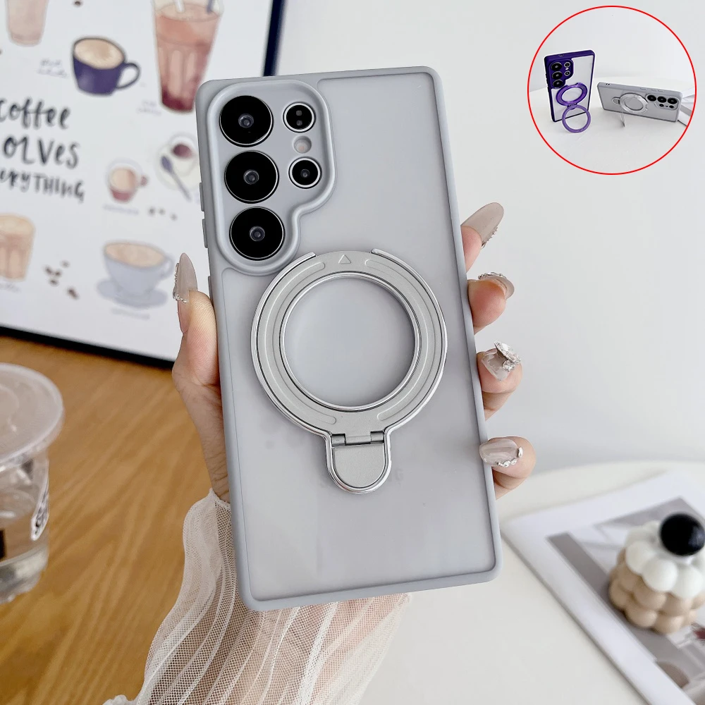 Casing Ponsel Untuk Xiaomi Redmi Note 14 14Pro 13 14ProPlus Pro+ Mewah TPU Transparan Akrilik Penyangga Magnetik