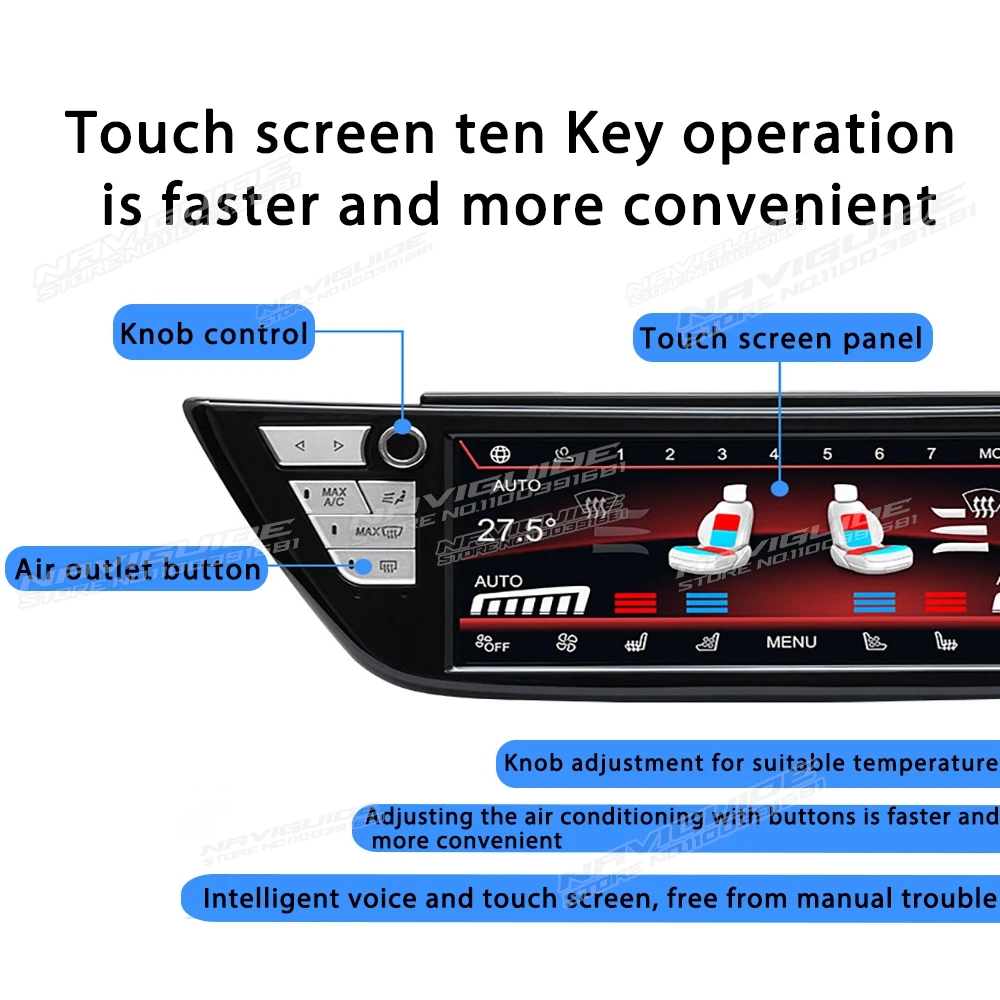 NAVIGUIDE 8.8 Inch Air Conditioning Board AC Panel For BMW 5 Series GT 2010-2017 Car Digital Multimedia Player Touch LCD Screen