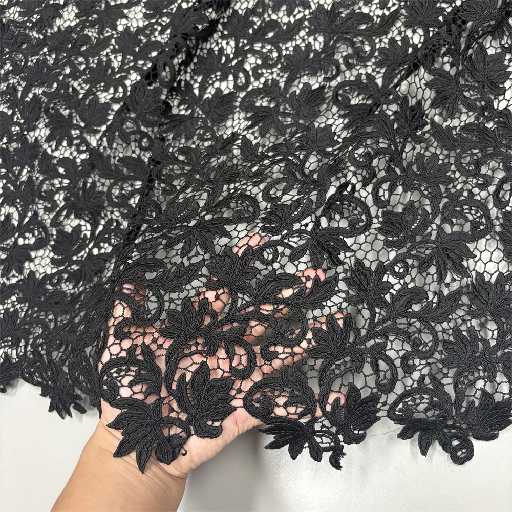 Neuer Stil Afrikanischer Spitzenstoff 2026 Hochwertige Wasserlösliche Bestickte Modische Weiche Spitze 5 Yards – Detail 7