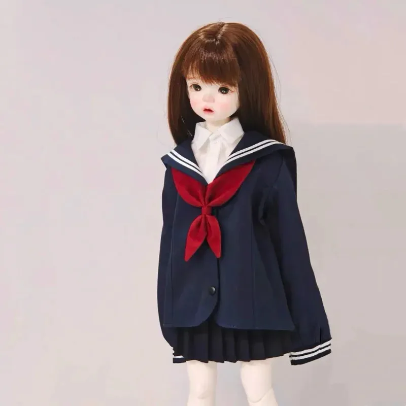 1/4 Doll's Clothes Suit Sailor Collar Set for 45cm Bjd Doll Girl Toys Dress Up Play House Gift Fashion Doll Accessories, No Doll