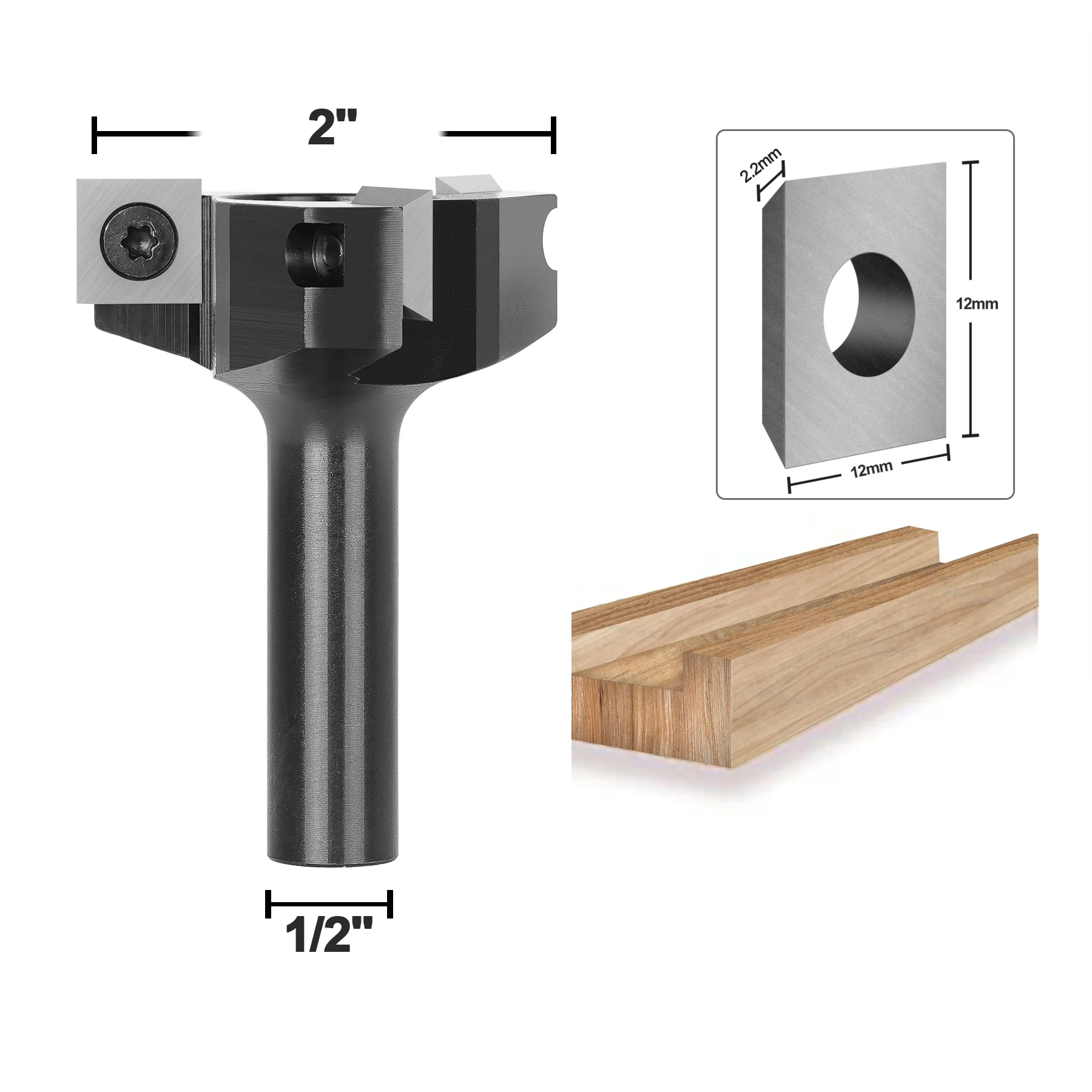 SpeTool 1pc CNC Spoilboard Surfacing Router Bit 1/2 Inch Shank 3-Flute Carbide Insert Slab Flattening Router Planer Bit for Wood