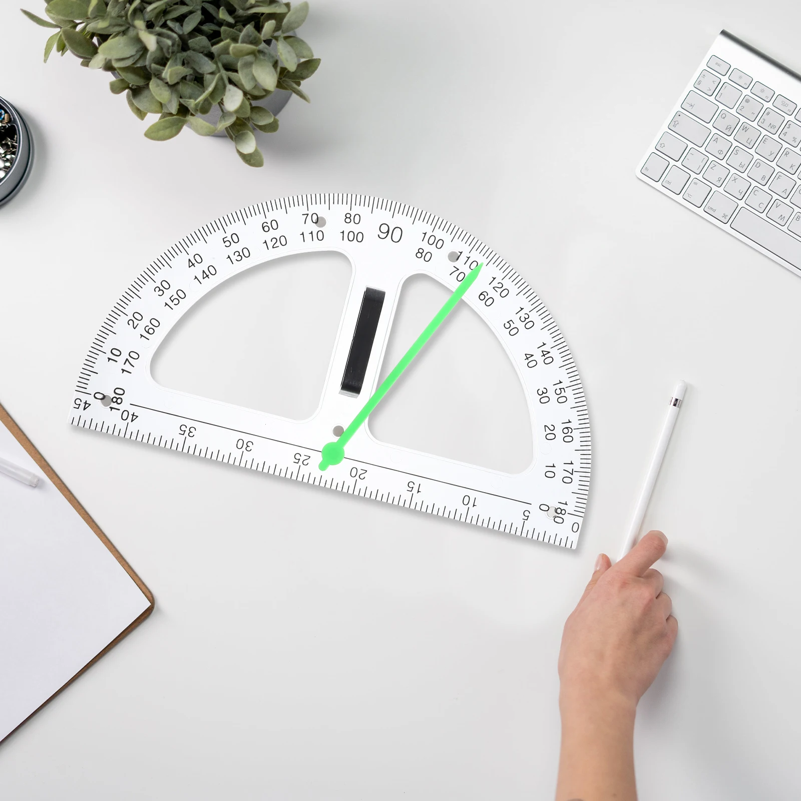 

Portable Lightweight Magnetic Half Circle Protractor 180 Degrees Angle Measuring Tool Multi-Function Ruler for Math Geometry