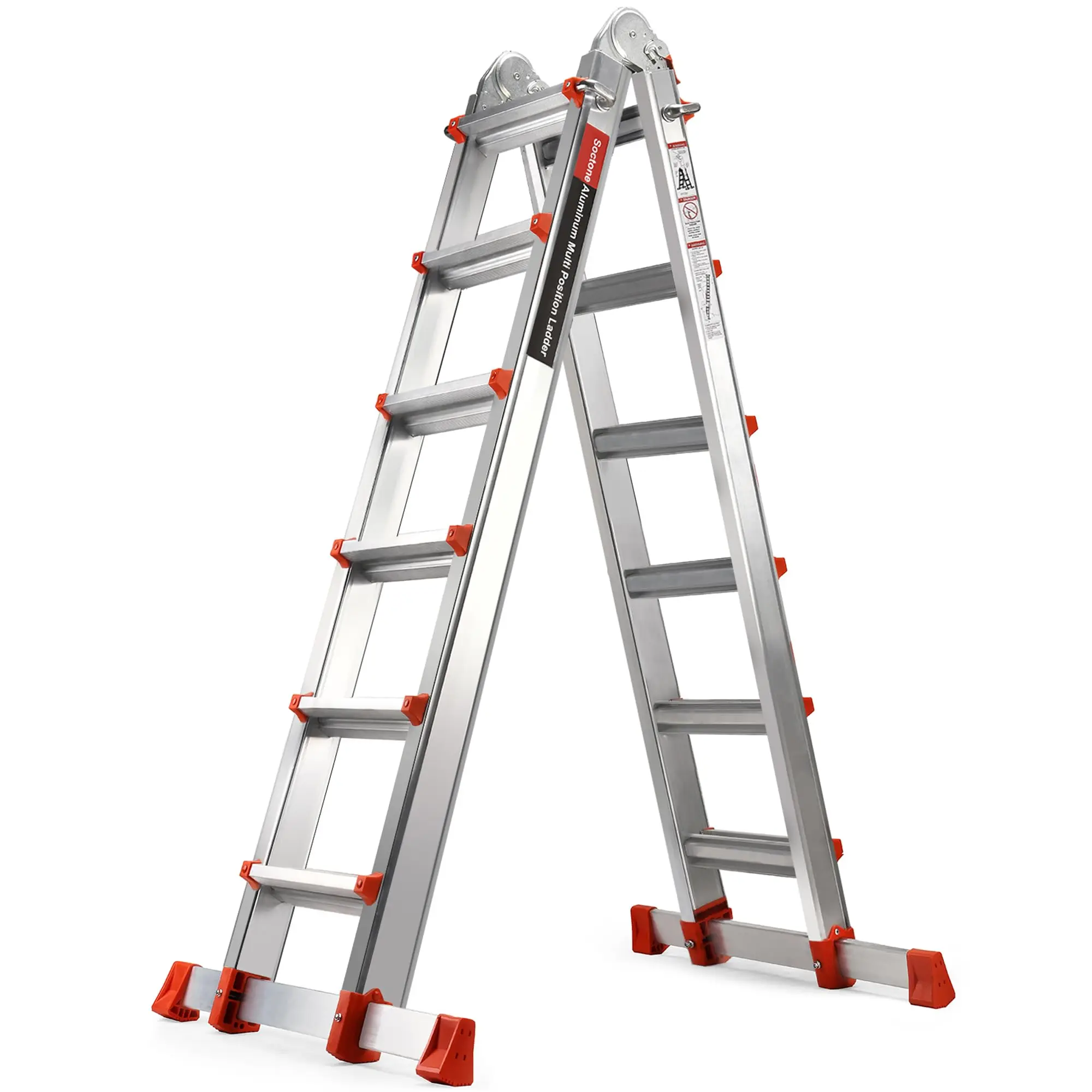 Ladder, A Frame Extension Ladder, 22.5Ft Multi Position Ladder | 330 lbs Weight Rating Telescoping Ladder for Household