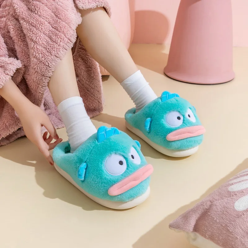 Kuromi الوالدين والطفل نعال قماش النساء بلدي ميلودي Kawaii أنيمي سينامورول أحذية قطنية شقة الخريف الشتاء الدافئة عدم الانزلاق لطيف