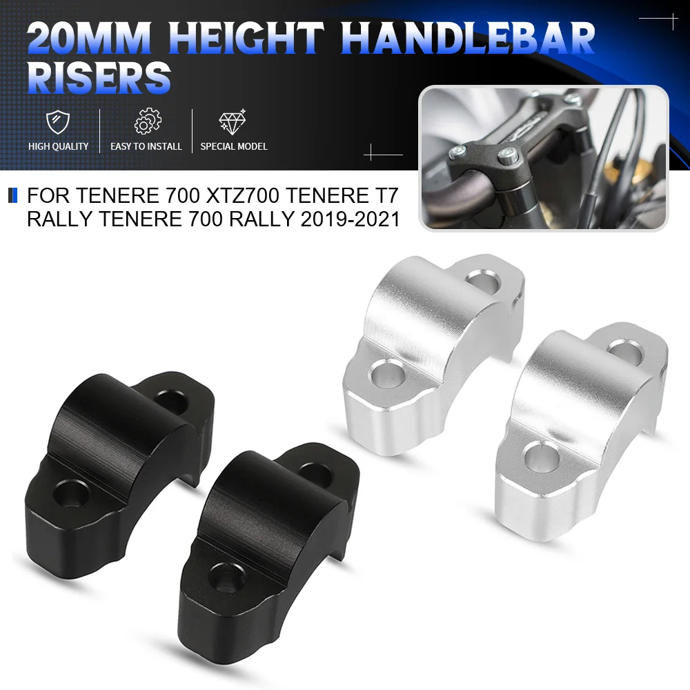 For Yamaha Tenere 700 XTZ700 Tenere T7 Rally Tenere 700 Rally 2019-2020-2021 Motorcycle 20MM Height Handlebar Risers Bar Risers