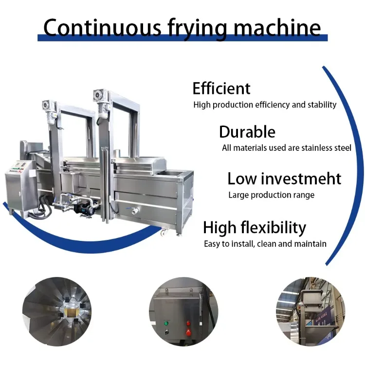 Electric Heating Snack Food French Fries Banana Plantain Potato Chips Fryer Coated Peanut Nut Continuous Deep Frying Machine