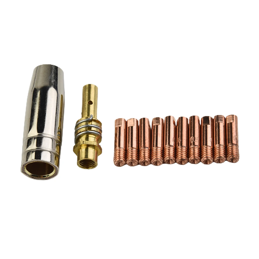 

12pcs/Set MB 15AK MIG/MAG Welding Contact Tips 0.8x25mm M6 Gas Nozzle Tip Holder For Rilon For Riland Welding Supplies
