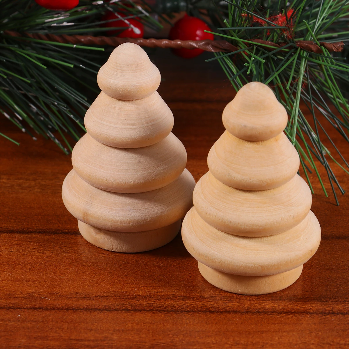 

10pcs Wooden Christmas Tree Ornament Peg Unfinished Mini Decorations DIY Cake Topper for Wedding Party Handmade Favours