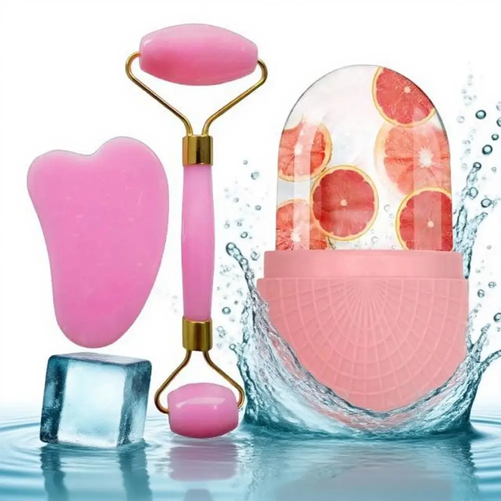

3Pcs Silicone Ice Face Roller Set Face Lifting Heart-shaped Scraping TooL Gua Sha Board Ice Roller Skin Care
