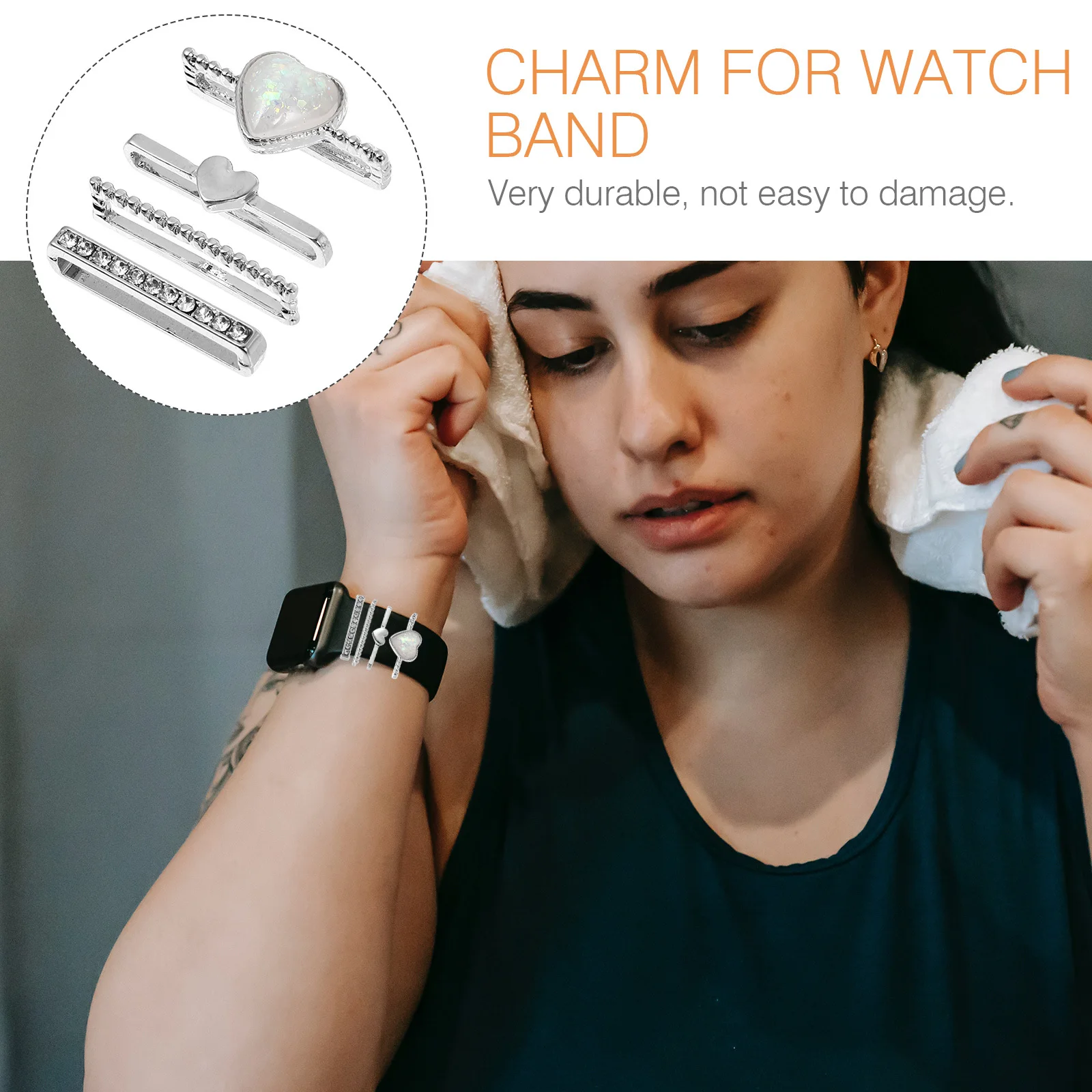 

4pcs Watch Decorative Rings Accessories Durable Zinc Alloy Matching Various Straps Phone Accessories