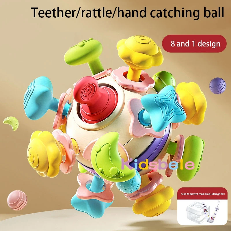 Soft Rubber Hand Grab Ball Space Hand Grip Ball Soft Rubber Finger Exercise Toy Baby Teether Rattle Montessori Toys