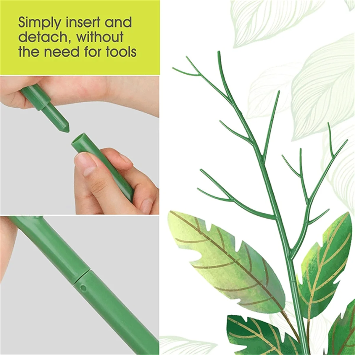 

6Pack Detachable Twig Plant Support Stakes Set, Blends in to Plant, Branch Plant Sticks with Orchid,20Pcs Orchid ClipHUG