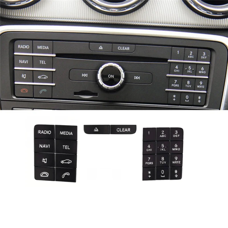 Car Center Console CD Panel Multimedia Button Stickers for Mercedes Benz CLS W218 2014-2017 GLA X156