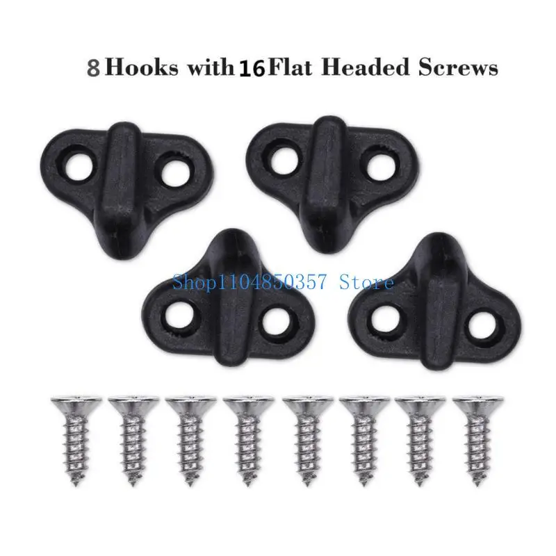 

652F Nylons Kayak Lashing Hook Set, Bungee Shock Cord Hook Rigging Accessories Set