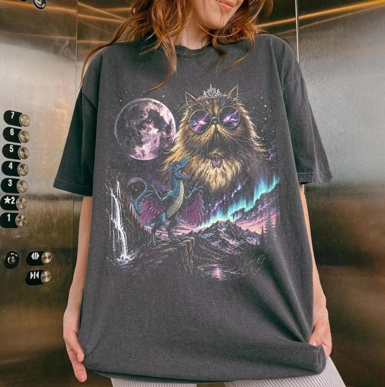 Vintage Princess Donut Tee Comfort Cat Shirt Dungeon Crawler Carl Merch Kurzarm-T-Shirts für den Sommer Unisex Ganzjährig – Detail 6
