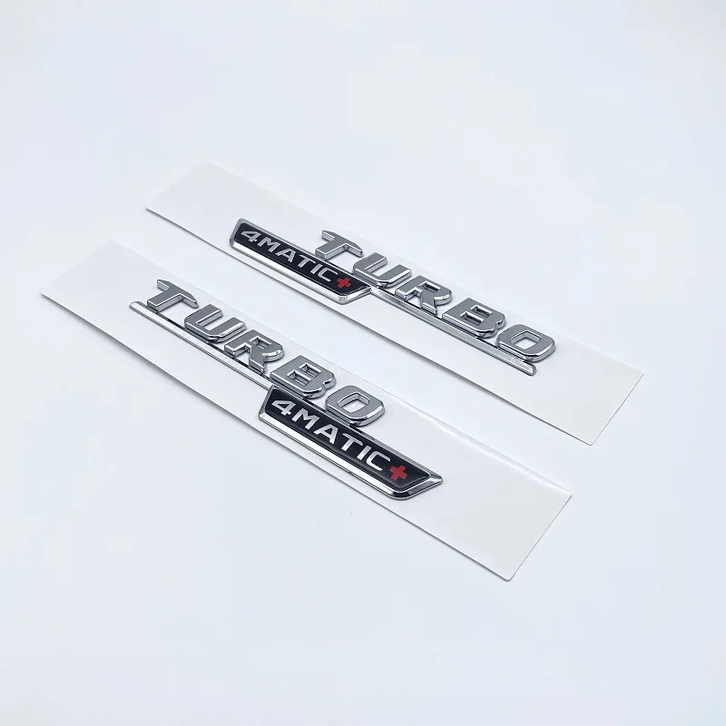 3D Flat Fo Turbo 4matic 4matic+ Plus Emblem for Mercedes Benz AMG GT E53 GLE53 A35 A45 CLA35 CLA45 GLA45 Car Fender Side Sticker