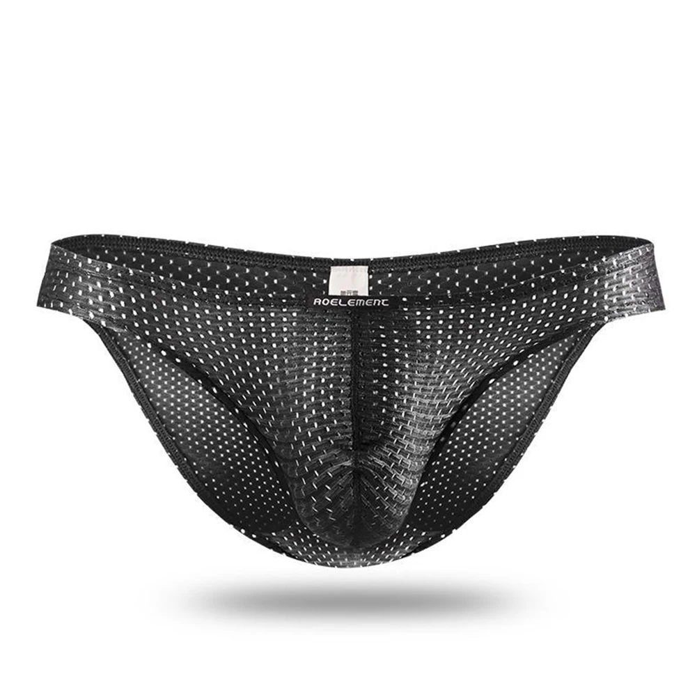 Fashion Men Underwear Mesh Hollow Breathable Sexy Thong Underpant Lingerie Ultrathin Panties Beachwear Swimsuit Sensual Knickers