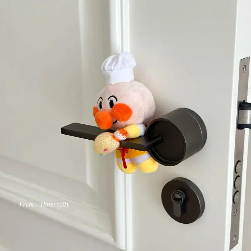 Japanese Anime Anpanman Dessert Chef Soft Plush Doll Door Handle Protective Cover Room Cartoon Decoration Friends Birthday Gift view 3