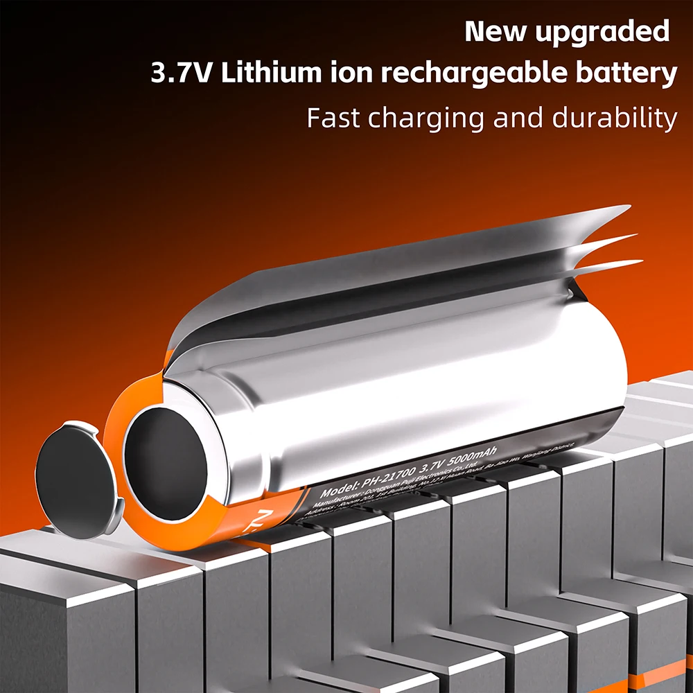 PHOMAX 21700 Akumulator z płaskim wierzchołkiem 3.7V 5000mAh Baterie litowo-jonowe do latarek, elektronarzędzi i innych urządzeń Idealny wybór — zdjęcie produktu 5