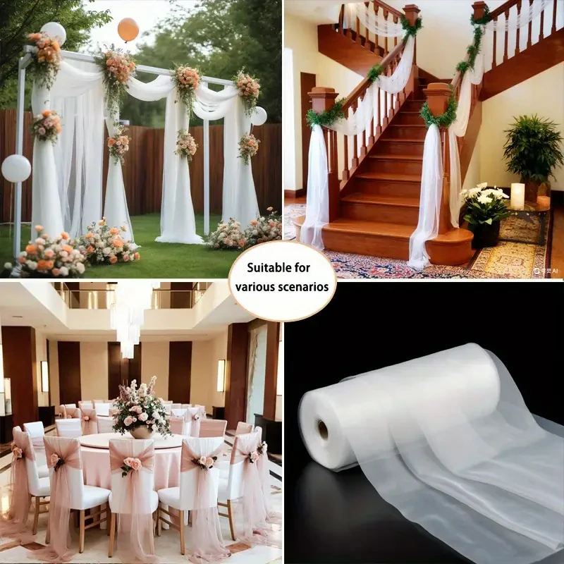 Tulle Fabric for Wedding DIY Decoration White Tutu Baby Shower Table Skirt Ceiling Decor Birthday Party Christmas Craft Supplie view 6
