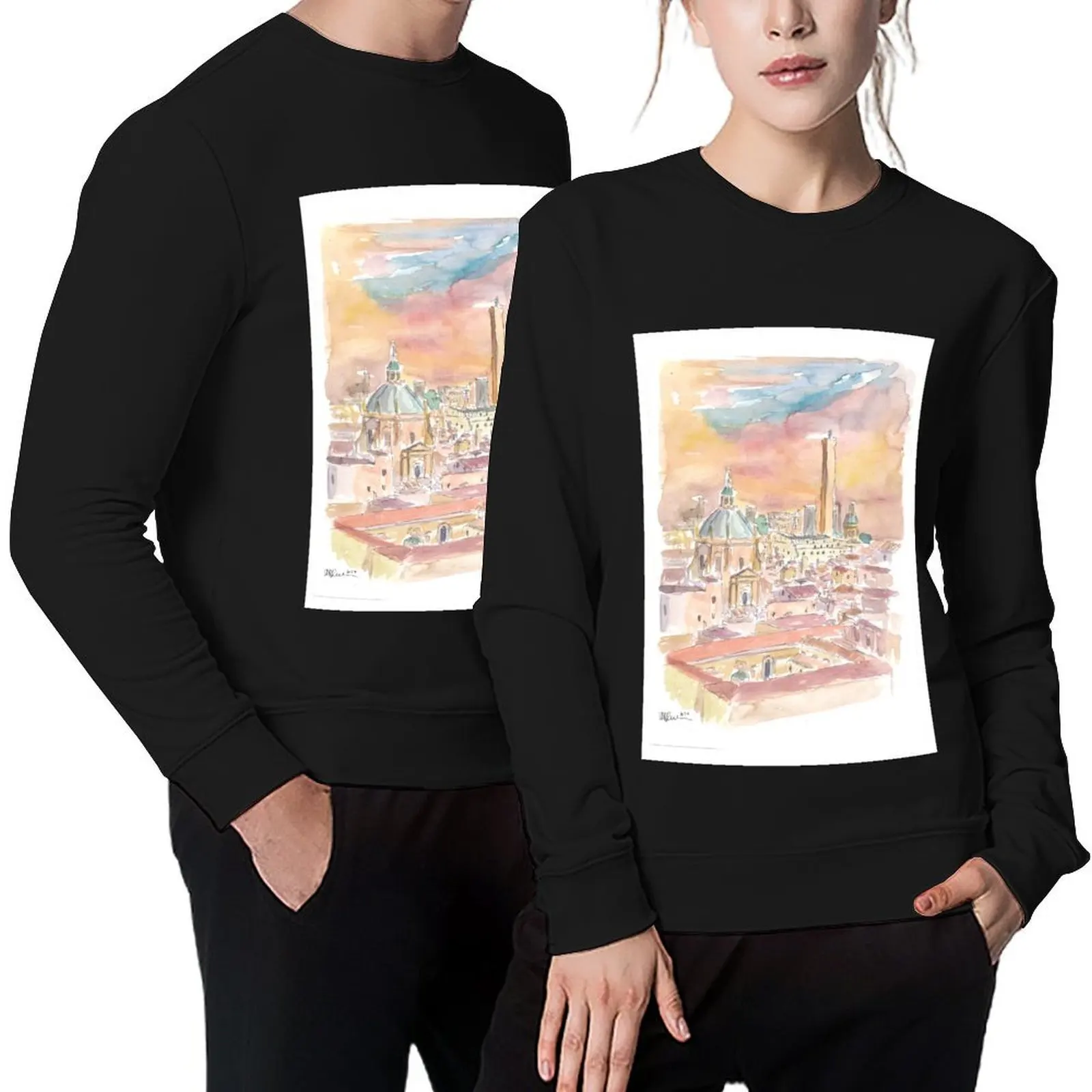 

Bologna Italy Cityview with Old Town at Sunset Pullover korean style clothes tracksuits autumn sweatshirt