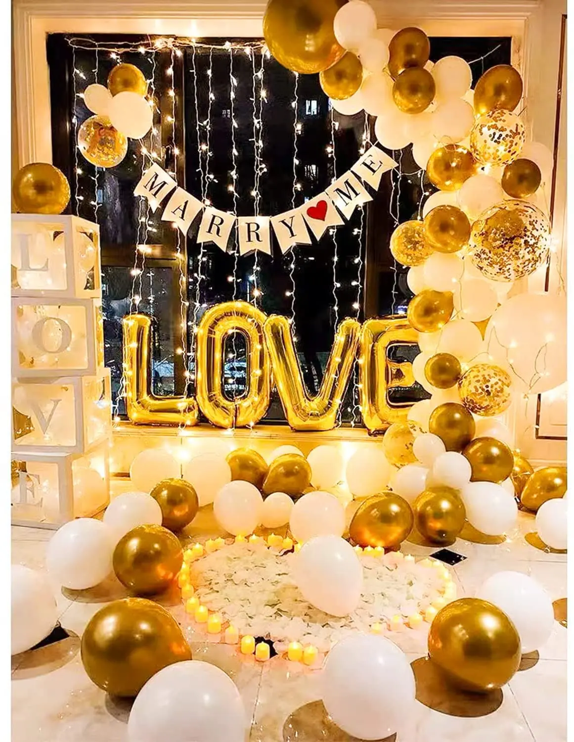 152PCS White Gold Balloon Garland Kit Arch Metallic Gold Balloons for Prom Bridal Shower Birthday Party Graduation Decorations