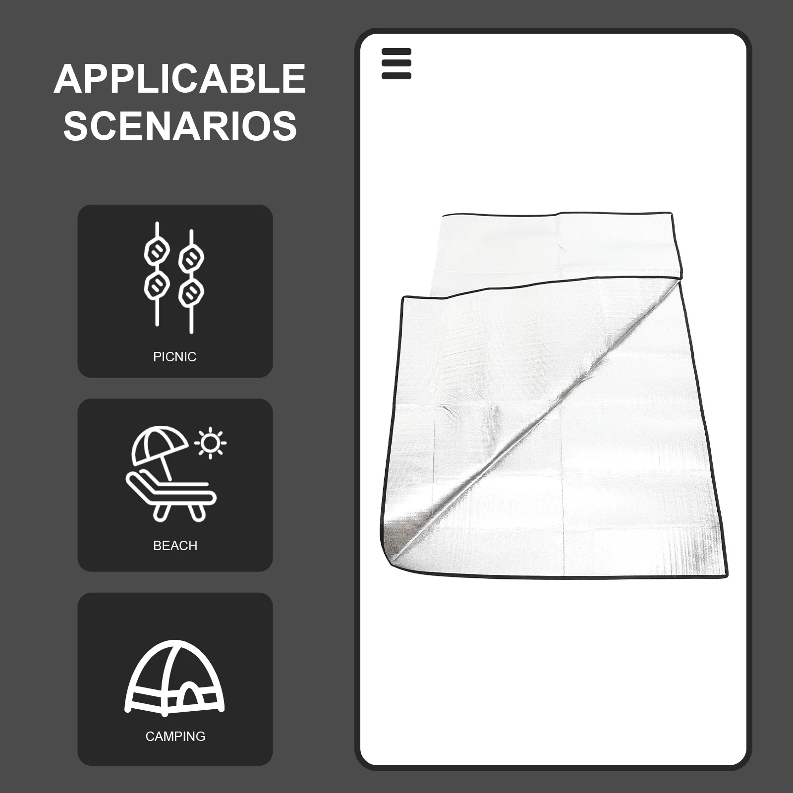 

Portable Lightweight Picnic Blanket Waterproof Aluminum Film Mat for Camping Hiking Beach Outdoor Events Beach Blanket