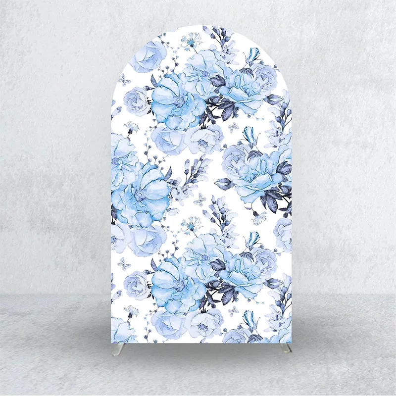 Mehofond ดอกไม้สีฟ้า Arch ฉากหลังเด็กวันเกิดตั้งครรภ์เจ้าสาวงานแต่งงานผีเสื้อตกแต่งภาพพื้นหลัง