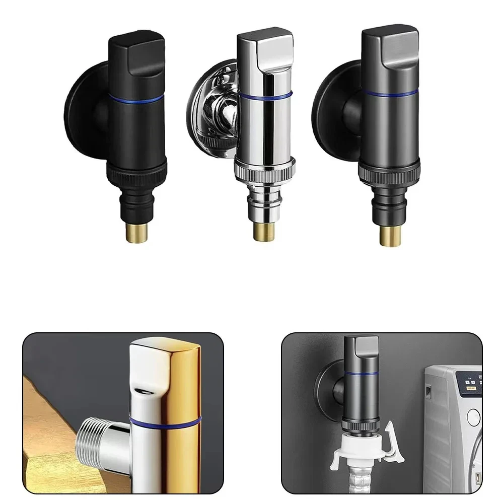 Washing Machine Faucet Automatic Water Stop Valve Quick Opening Angle Valve Wall Mounted G1/2 Clip-on Faucet