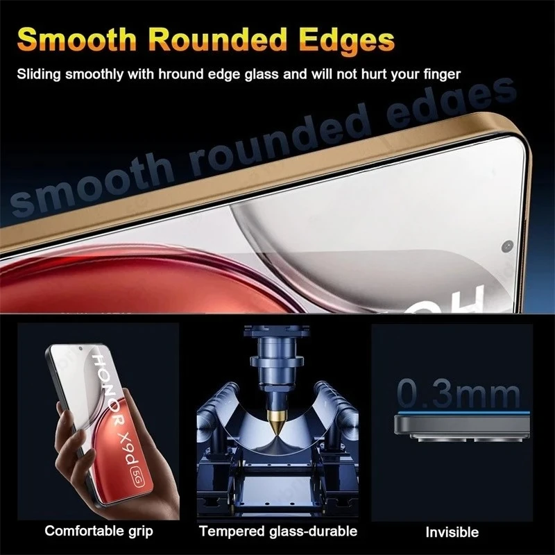 حافظة لهاتف Honor X9d 5G 5-1 قطعة 9H من الزجاج المقسى الكريستالي الشفاف على HonorX9d X 9 D 9d واقي للشاشة HD غطاء Honar Honer X9d X9 D