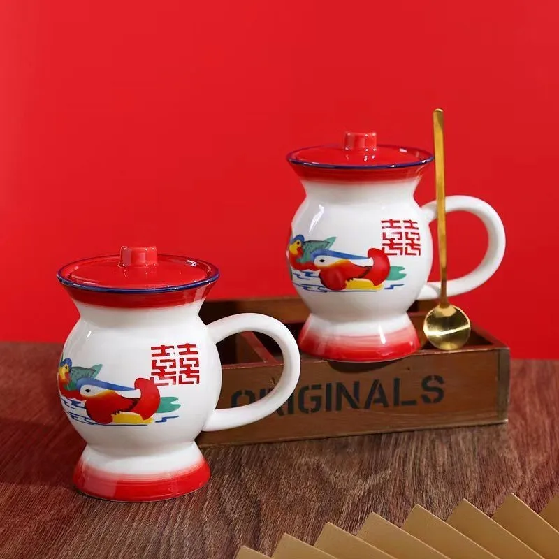 Funny Chinese Style Spittoon Cup Nostalgic Old-fashioned Night Pot Cup Ceramic Coffee Water Cup Household Handmade Mug ZE366