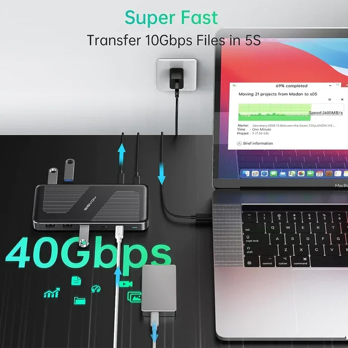 محطة إرساء ACASIS 11 في 1 Thunderbolt 4 تدعم شاشة 8K 60 هرتز متوافقة مع محطة إرساء M1 M2 Macs/Windows/Linux #4
