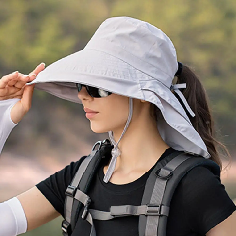 Ponytail Visor Hat Shawl Design Skin-touching Sunscreen Lady Summer Sunshade Bucket Hat   Basin Hat  Fashion Accessories