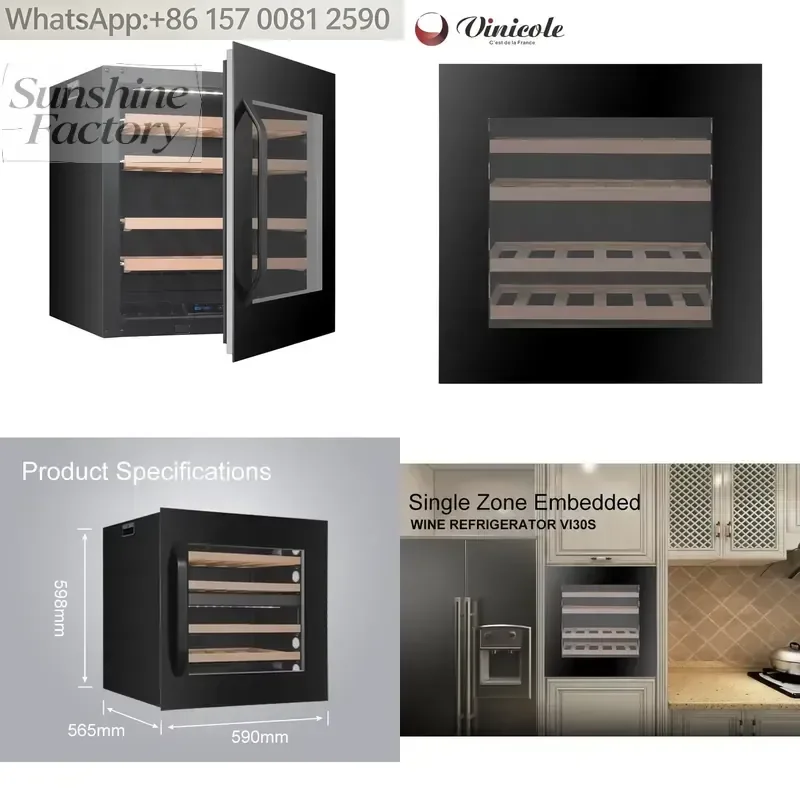 Sensor Touch Opening Multiple Lights Electric Stainless Steel Wine Refrigerator Embedded Zone Wine Cooler Single-Zone