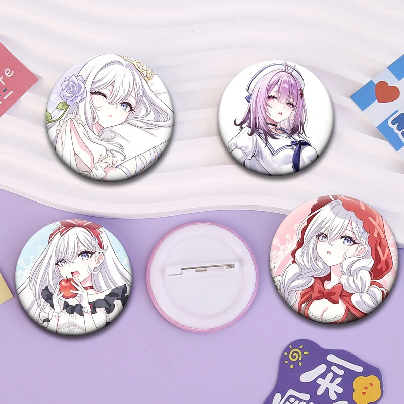 Anime Playing Death Games To Put Food on The Table Badge Shiboyugi Round Button Pins Yuki,Hakushi,Kotoha Cartoon Brooches Decor