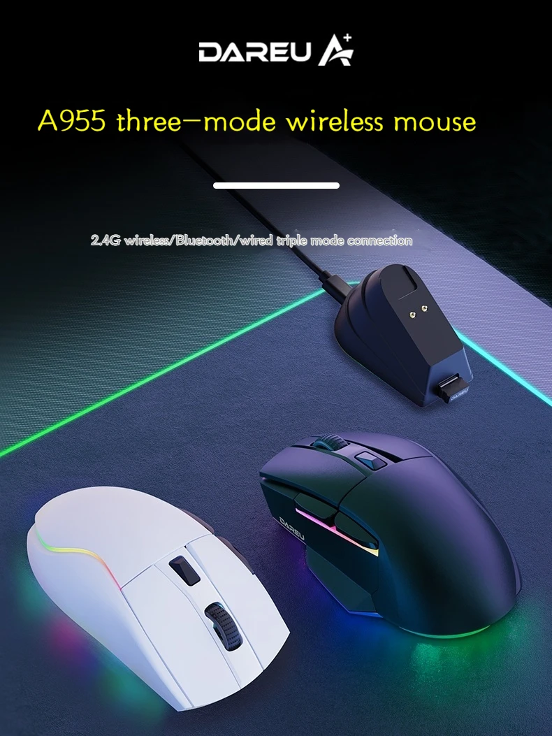 Darue A9552.4g The Third Mock Examination Wireless Bluetooth Game Rgb Backlight Mouse E-sports Office Game Self Charging