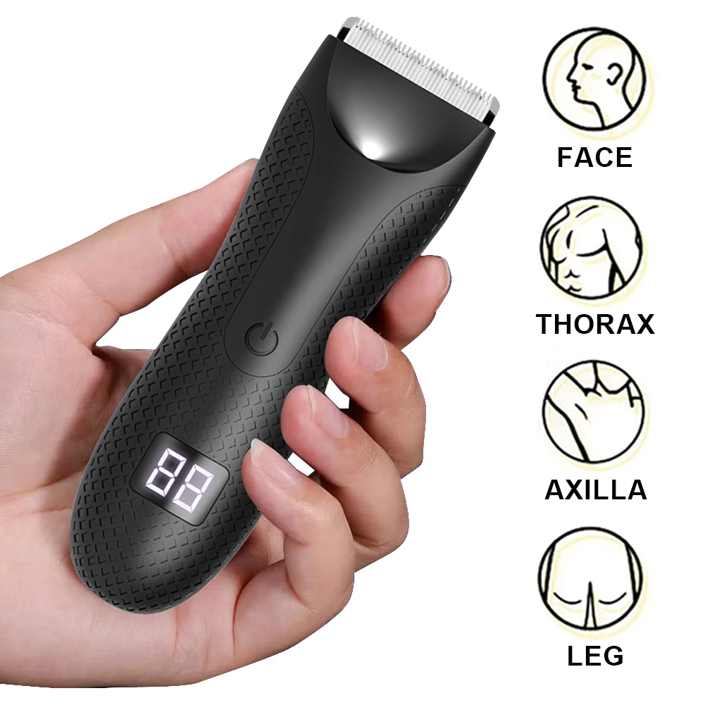 Body Hair Trimmer Rechargeable Electric Shaver Ceramic Blade Body Shaver with 2 Guide Comb Body Groomer for Fathers Day Gift