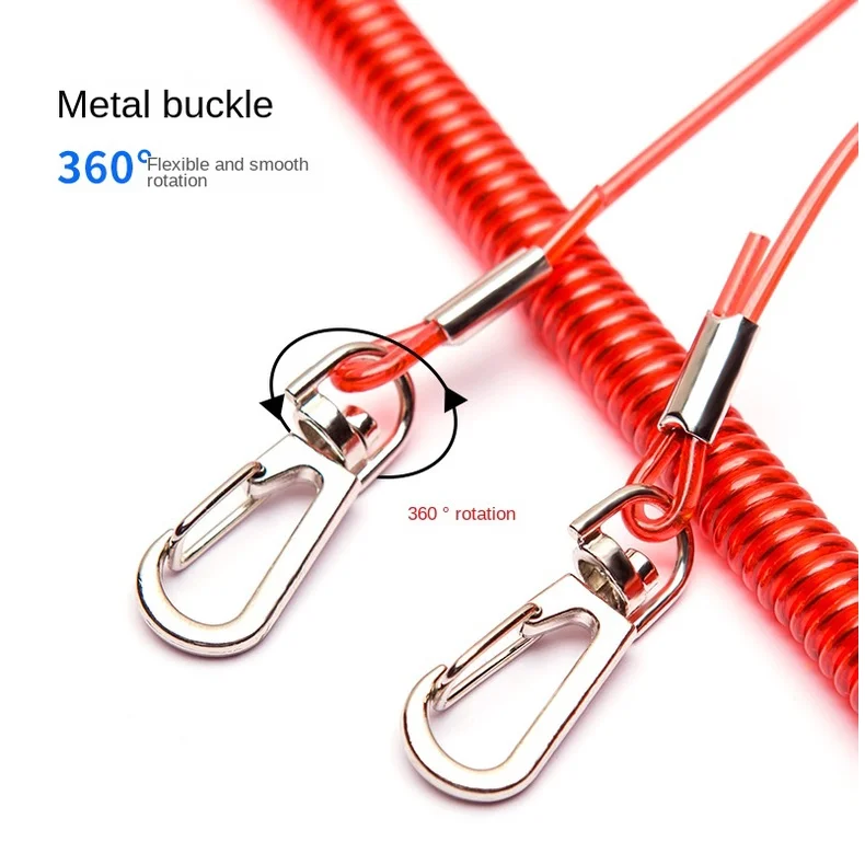 Fishing Lanyard Heavy Duty Coiled Lanyards Stainless Steel Wire Inside Retractable Fishing Accessories