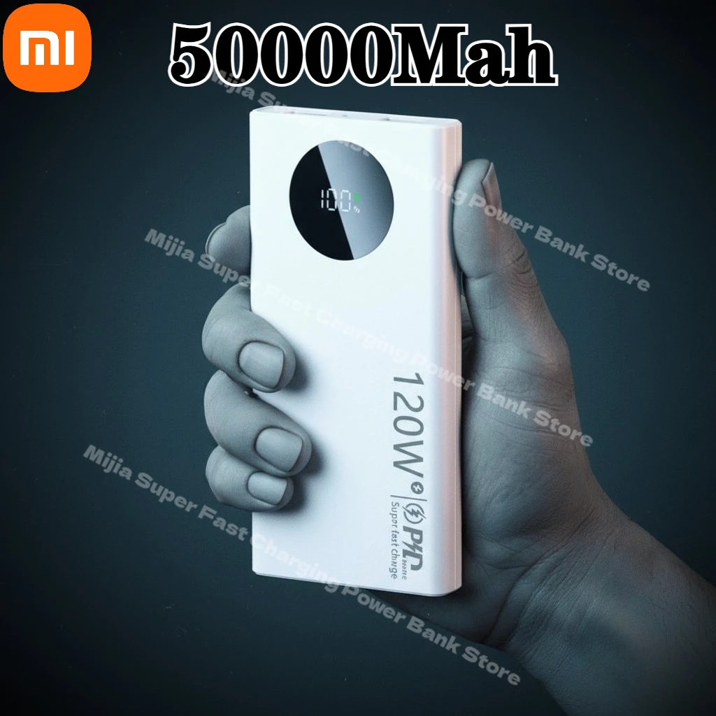 

Xiaomi 50000mAh Power Bank 120W Fast Charging High Capacity Portable Battery Charger Moblie Powerbank For iPhone 17 16 Samsung
